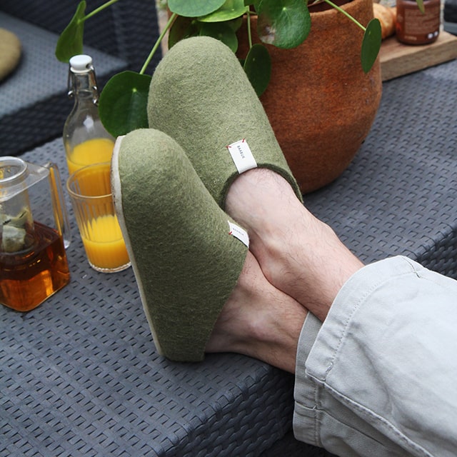 Corkybuk Pantoffel - Khaki Grün