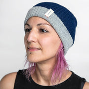 Alpaca Beanies - Reversible Marine Blue